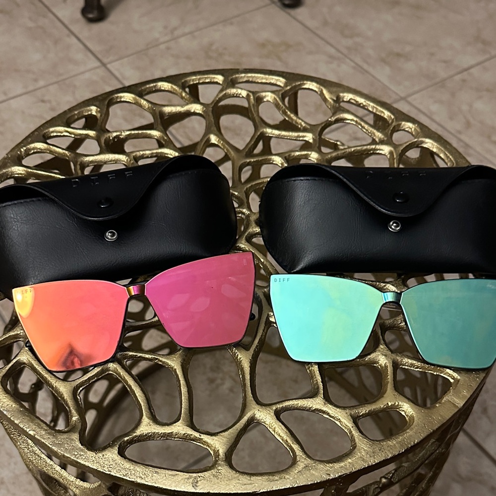 Diff Eyewear Vibrant Pink and Aqua Sunglasses
